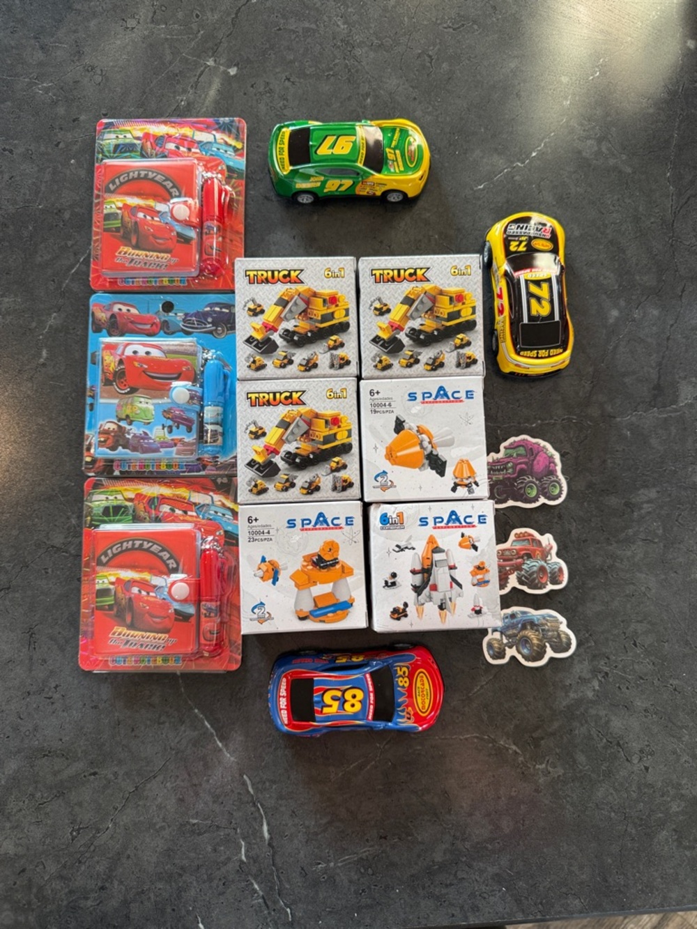 Assorted Kids Toy Cars & Mini Building Sets - Multicolor-Birthday Bundle